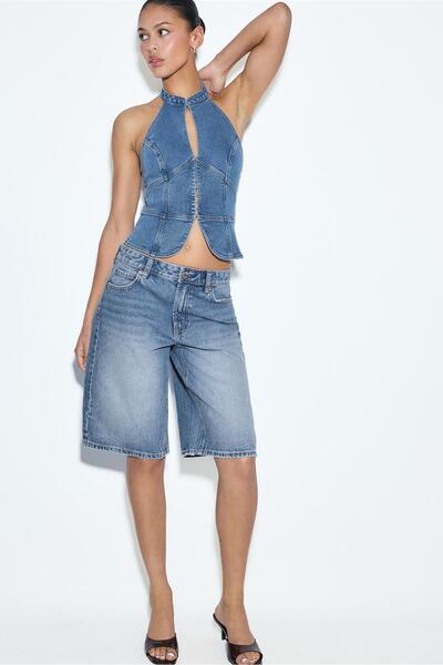 Stradivarius Bol kesim denim bermuda