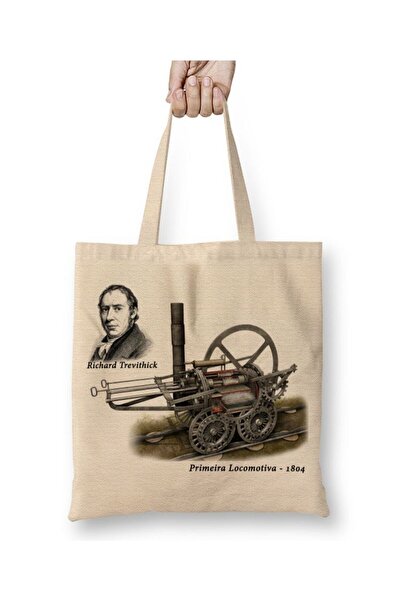 dekado A Primeira Locomotiva Cloth Bag with Long Handle