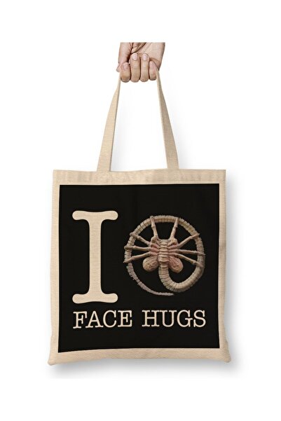 dekado Alien I Heart Face Hugs Cloth Bag Long Handle
