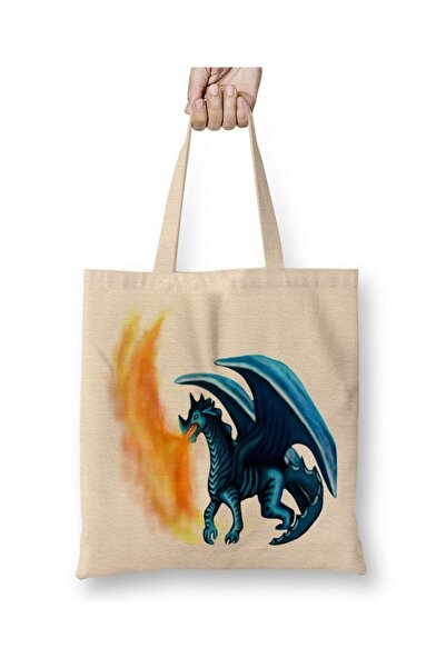 dekado حقيبة حمل من Dragao Em Tons De Azul Cuspindo Fogo بمقبض طويل