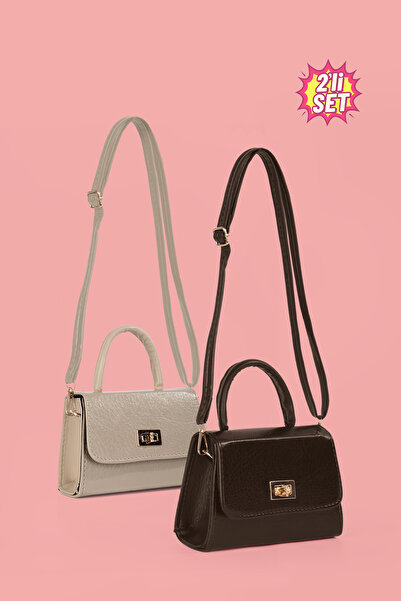 westbag Σετ 2 τσαντών χειρός και ώμου από μίνι δερμάτινο λουστρίνι με υφή