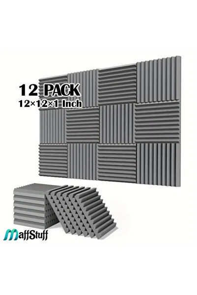MaffStuff Self-adhesive sound-absorbing panels, gray sponge, set of 12 pieces...