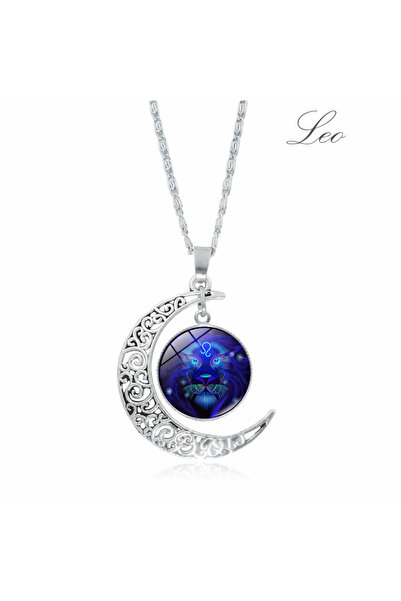 OEM Κολιέ με μενταγιόν ζωδίου και ημισέληνο, από ασημένιο κράμα μετάλλου, ρυθ...