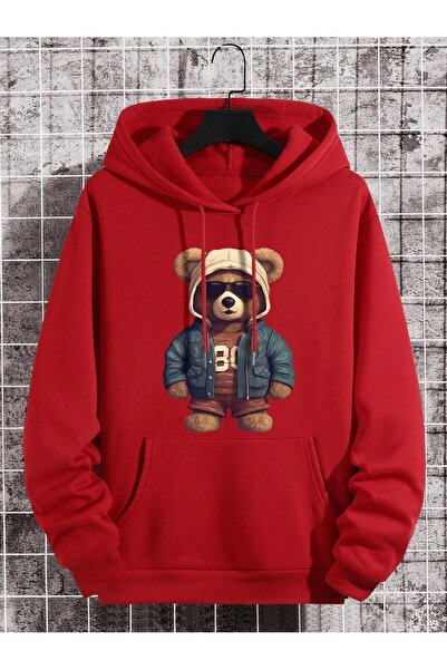 EYAX MODA Unisex Hooded Printed Oversized Sweatshirt