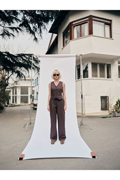 IDA Collection Koton Keten Yelek Pantolon Takım Kahverengi