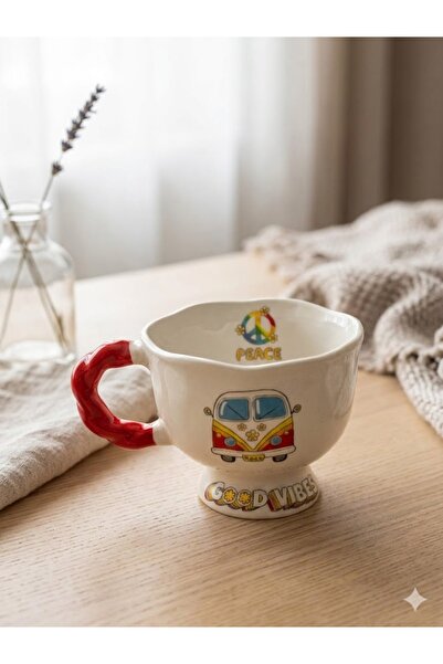 PALTO TASARIM Good Vıbes Baskılı El Yapımı Krem Parlak Balerin Kupa - El İşçi...