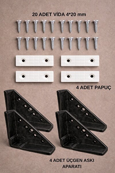 KUZEY KOMBİ PLASTİK PVC Dolap Aparatı Seti –Üçgen Köşe Bağlantı Aparatı - Kap...