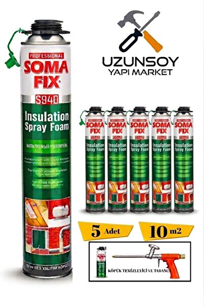 Somafix 5 Adet Poliüretan Termal Isı Ve Ses Yalıtım Sprey Köpük Tabanca Ve Kö...