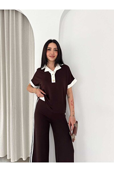 Kureyzibies Γυναικείο Σετ με Γιακά Πόλο, Άνετη Γραμμή, Λεπτομέρεια Ρίγας και ...