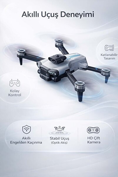FaroxTech Işık Akışı Sabitleme Özellikli Katlanabilir Drone - HD Çift Kamera ...