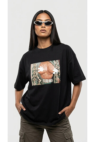 PURE POWER Puzzle Boobs Oversize Boxy Fit Unisex 100% Cotton Tshirt – Printed...
