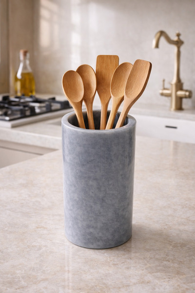 zekmar home stone Natural Stone Marble Spoon Holder / Gray Minimal Kitchen Or...