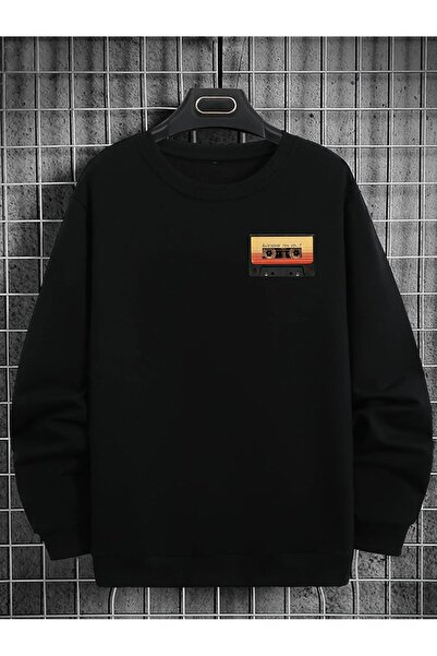 EYAX MODA Cassette Digital Printed Crew Neck Oversize Unisex Sweatshirt Eyaxx...