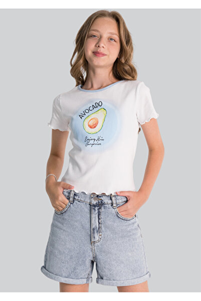 ww waka waka kids store Κοριτσίστικο μπλουζάκι με στάμπα αβοκάντο και ριμπ ύφ...