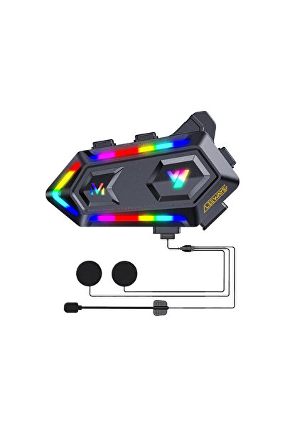 V20 Max Telsiz Özellikli BT 5.3 Motosiklet Kurye Kask Kulaklık Intercom RGB