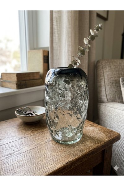 mysecrethome El Yapımı Dokulu Kristal Vazo 10x22 | Dekoratif Masa Ve Raf Akse...