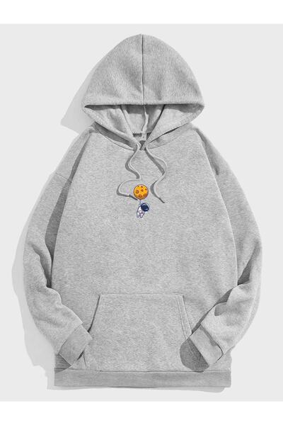 EYAX MODA Unisex Printed Oversize Hooded Sweatshirt