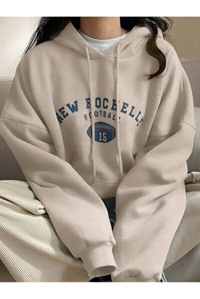 EYAX MODA Unisex Large Size Printed Hooded Sweatshirt