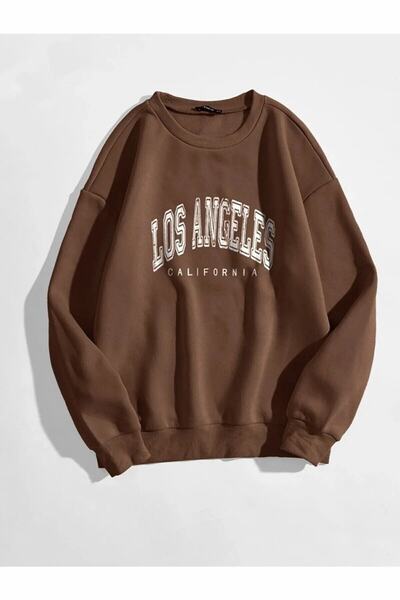 EYAX MODA Printed Crew Neck Unisex Sweatshirt Oversize