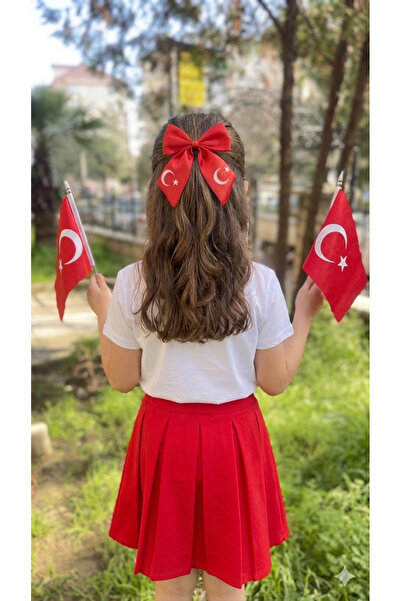 Toka Perisi Αυτόματη πόρπη από κόκκινο σατέν με τουρκική σημαία 23 Απριλίου 2...