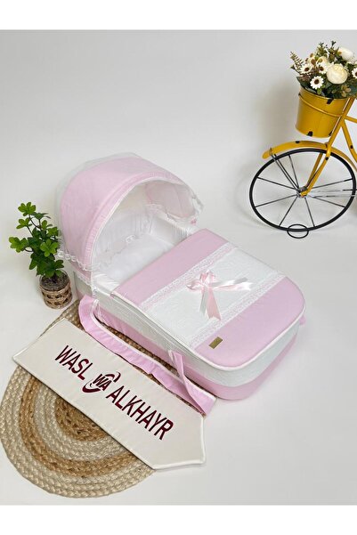 WASL ALKHAIR سرير أطفال متنقل بمقعد مبطن سميك ومواد عالية الجودة لون ابيض مع ...