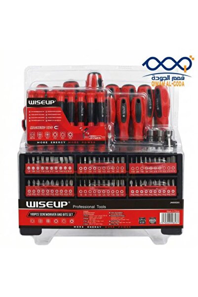 WISEUP طقم مفكات ورؤوس براغي احترافية من 100 قطعة