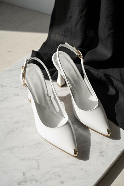 DURUNUN BUTİĞİ Γόβες με ψηλό τακούνι - Λευκό - Μεσαία τακούνια (5-9 cm)