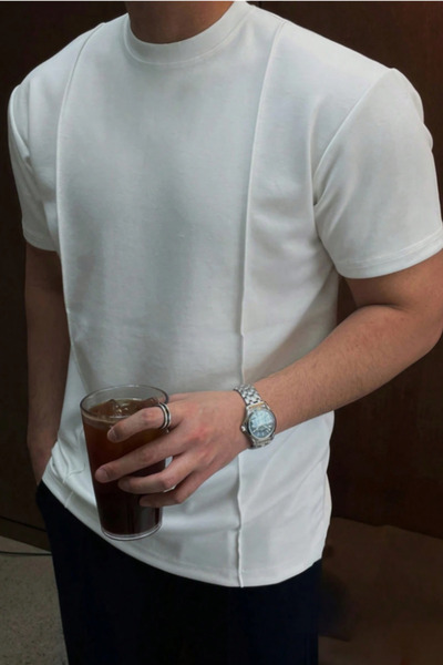 COOL TARZ Men's Stripe Detailed Slim Fit T-Shirt Crew Neck Casual Cotton T-Shirt