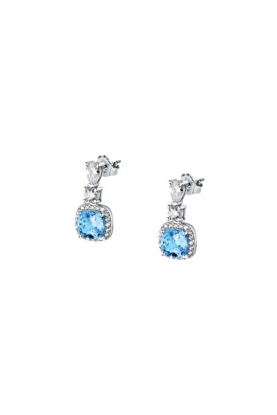 MORELLATO Tesori Earrings, 925 silver, rhodium plated, Aqua Blue, zirconia cr...