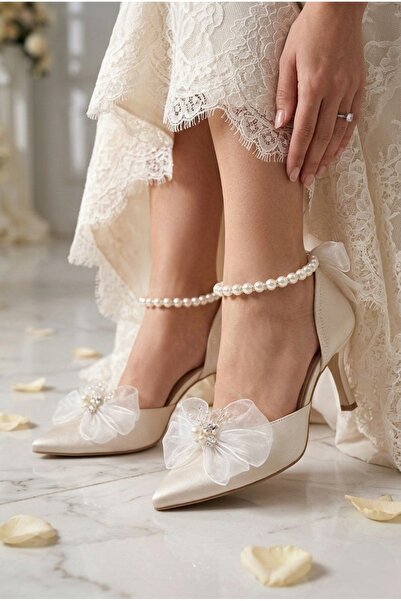 ModaNef Women's 7 cm Pearl Bridal Shoes