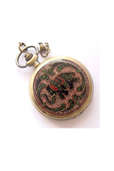 GemSale Pocket Watch with Chain, Enamelled