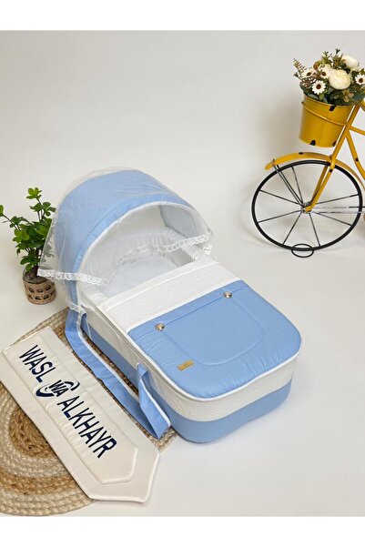 WASL ALKHAIR سرير أطفال متنقل بمقعد مبطن سميك ومواد عالية الجودة لون ابيض مع ...