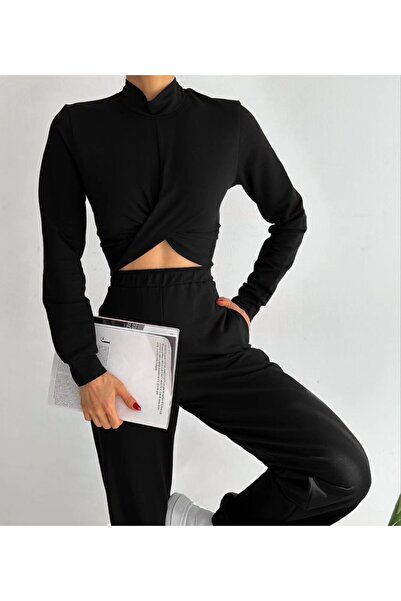 elbisereyonda Crop Double-Breasted Tracksuit Set