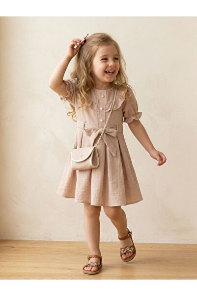 Cherrys Bebek Πι.λέλι. Κοριτσίστικο Φόρεμα με Λινή Τσάντα