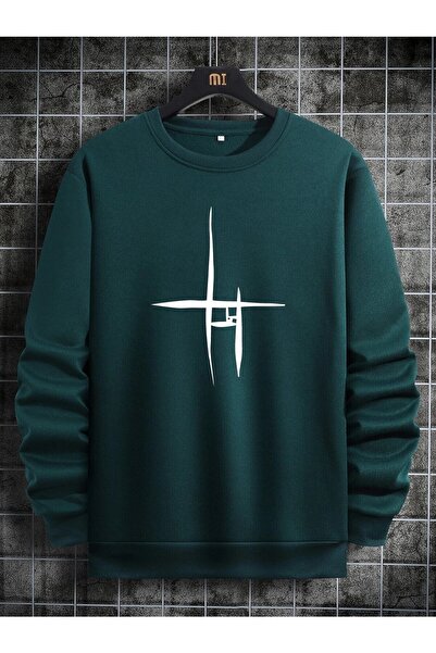 EYAX MODA Printed Crew Neck Oversize Unisex Sweatshirt
