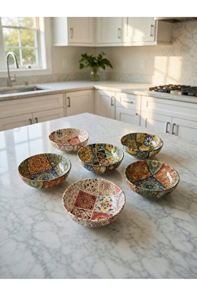 KLARHAUS 6’lı Çerezlik Kase Seti | Renkli Desenli Sunum Kasesi | Kahvaltılık ...