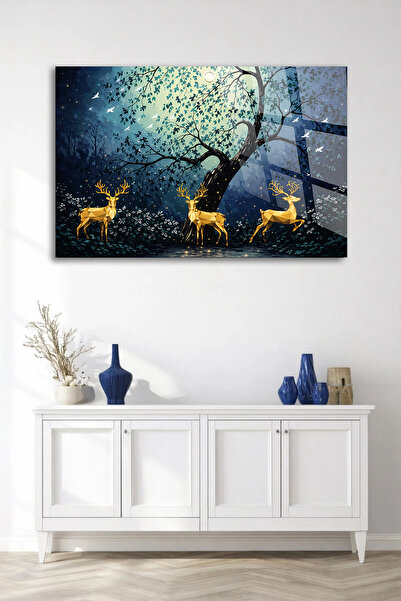 TAULART ΠΡΑΓΜΑΤΙΚΟ ΑΝΕΦΛΕΚΤΟΜΕΝΟ ΓΥΑΛΙΝΟ ΤΡΑΠΕΖΙ ΝΥΧΤΕΡΙΝΟ ΔΑΣΟΣ ΧΡΥΣΑ ΕΛΑΦΙΑ...