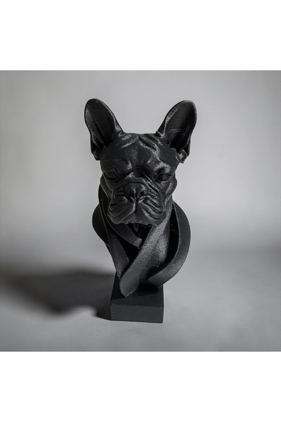 Major Hobi Fransız Bulldog Büst Dekoratif Heykel Modern Masa Üstü Köpek Figür...
