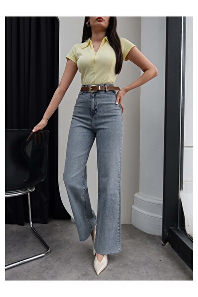 ESRAHELVACI High Waist Belted Wide Leg Jeans