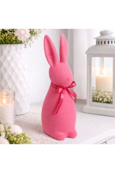 ZanaCasei Iepuraș de Paște din catifea roz 15cm