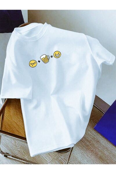 Joetsu Τυπωμένο Oversize Γυναικείο/Ανδρικό Unisex Λευκό T-shirt