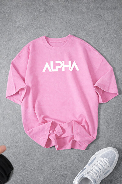 Revasser Unisex Men/Women Alpha Custom Printed Oversize Crew Neck Combed Cott...