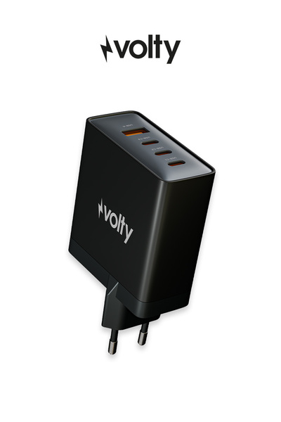 Volty Hızlı Şarj Adaptörü 100W GaN + Type-C Kablo 100W PD | 4 Port, iPhone & ...