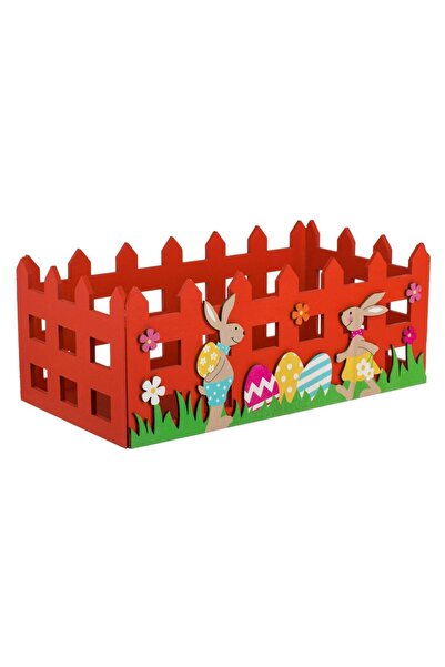 ZanaCasei Decorative Easter Box Made of Red Wood with Bunnies 30x16x12cm