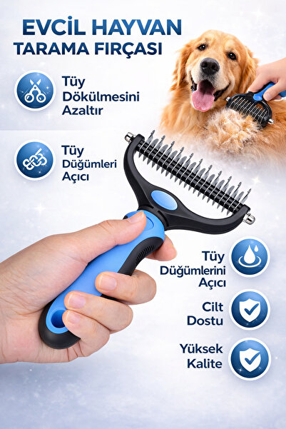 Single Soillium Plastik Saplı Metal Uçlu Kedi Köpek Uzun Tüy Bakım Tarağı