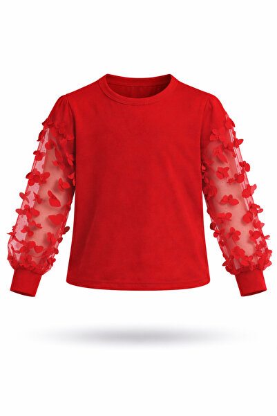 HER ŞEY NOTA www.herseynota.com Tricou cu mânecă lungă cu detaliu fluture roș...
