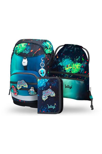 Baagl Set rucsac școlar 3 piese: Rucsac, Penar, Sac, Airy Plus Chill, băieți,...