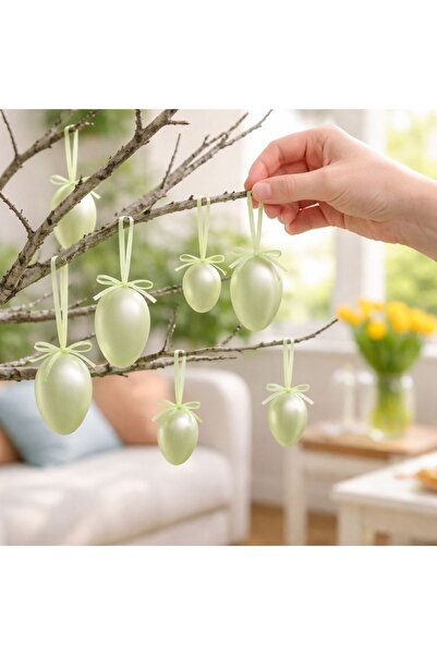 ZanaCasei Ouă decorative verde mentă perlate - 10 bucăți