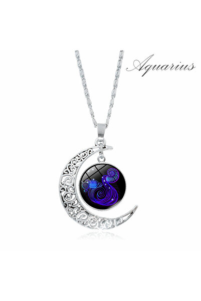 OEM Κολιέ με μενταγιόν ζωδίου και ημισέληνο, από ασημένιο κράμα μετάλλου, ρυθ...