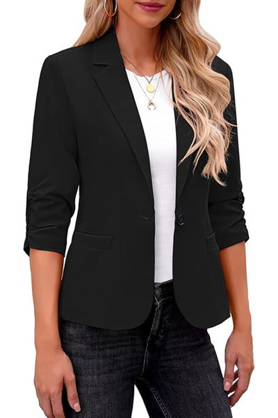Roskiky Short elegant black jacket with 3/4 sleeves and pockets 2XL